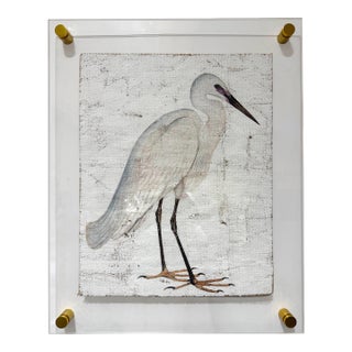 White Egret - Hand-Executed Textured Wall Art | Michele Stone Collection For Sale