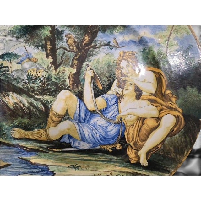 19th Century Italian Charger with Rinaldo and Armida Motif from Istoriato Maiolica, 1880 For Sale - Image 6 of 13