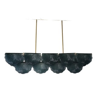 Art Deco Style Rectangular Octane Murano Glass and Brass Chandelier, 2000 For Sale