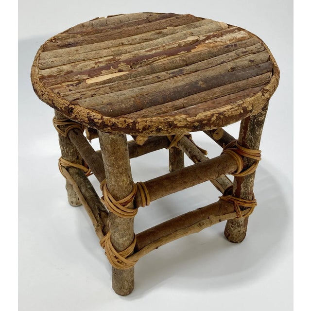 Antique Adirondack Style Natural Twig Stool or Plant Stand For Sale In Kansas City - Image 6 of 10