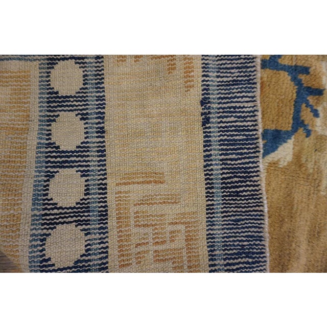 1800s Yellow Gold Medallion Antique Chinese Ningxia Carpet 4'10" X 6'10" Knotted Pile Wool Rug For Sale - Image 10 of 10