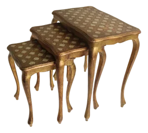 Mid-Century Florentine Hollywood Regency Gilt Wood Nesting Tables, Italy, 1960s, Set of 3