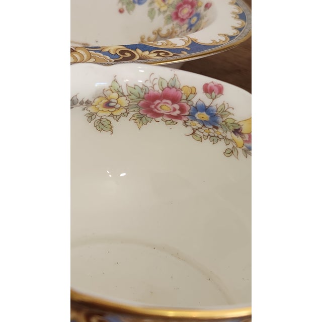 Vintage Shelley Sheraton 13291 Blue & Gold Bone China 16-Piece Serving Set For Sale - Image 14 of 18