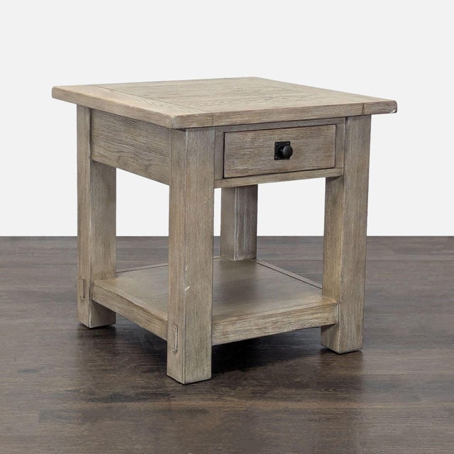 Rustic Pottery Barn Benchwright Square End Table For Sale - Image 3 of 11