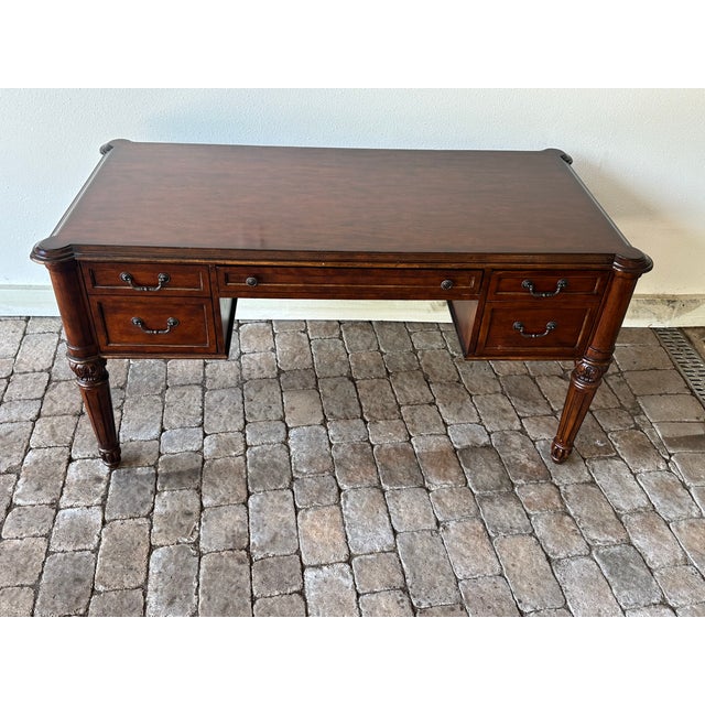 Ethan Allen 1980s 61” Ethan Allen Federal Executive Style Cherry Computer Writing Desk For Sale - Image 4 of 8