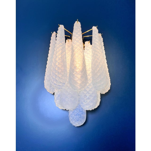 Vintage Opaline Glass Petals Drop Wall Sconces, 1990, Set of 2 For Sale - Image 9 of 18