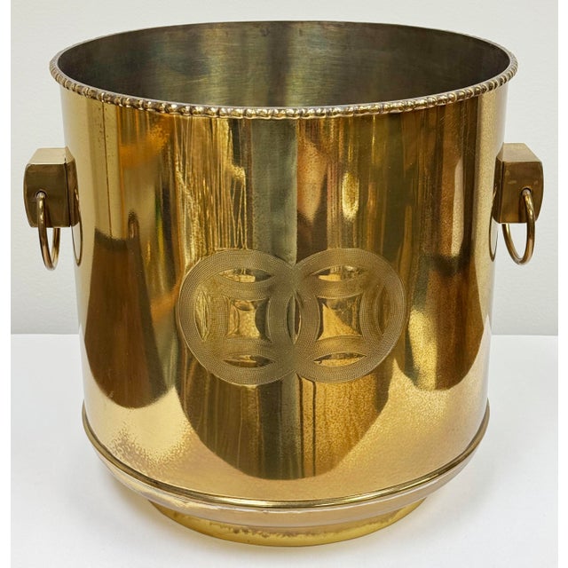 Chinoiserie Large Vintage Brass Chinoiserie Style Engraved Planter For Sale - Image 3 of 12
