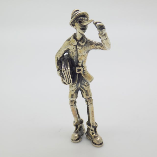 Vintage Italian Handmade 800 Silver Pinocchio Going to School Figurine, Arezzo, 1980s For Sale - Image 3 of 12