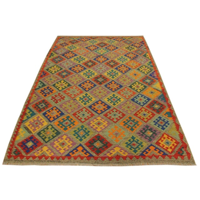 Tribal 1990s 1990s Rustic Kilim Gray Blue Wool Rug - 6'10" X 10'0" For Sale - Image 3 of 7