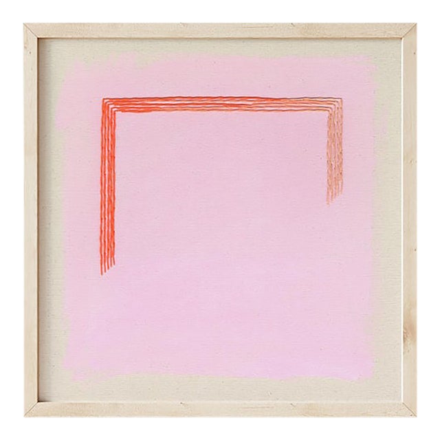Minimalist Bright Pink & Orange Art Print, 'Magenta/Traffic Cone' by Emily Keating Snyder, 36 X 36 Print in Wood Frame For Sale