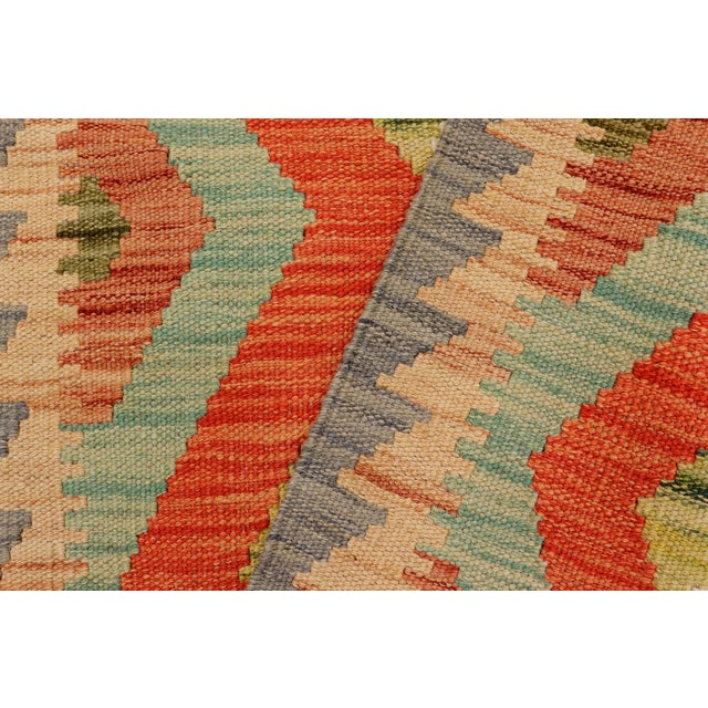 Beige Rustic Turkish Kilim Gray Beige Hand-Woven Wool Rug For Sale - Image 8 of 9