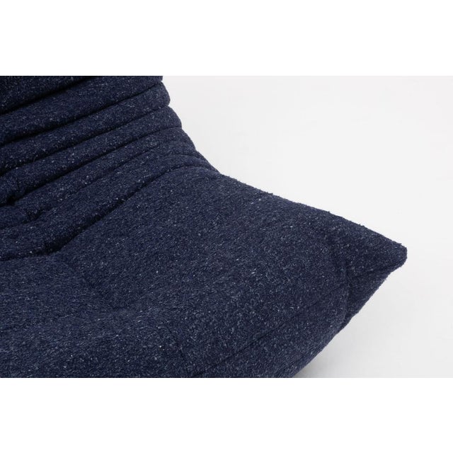 Togo Three-Seater Sofa in Dark Blue Boucle by Michel Ducaroy for Ligne Roset For Sale - Image 3 of 18