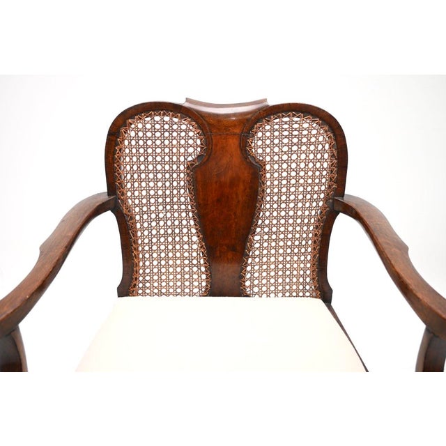 Wood Antique Edwardian Walnut Cane Back Armchairs, 1900, Set of 2 For Sale - Image 7 of 11