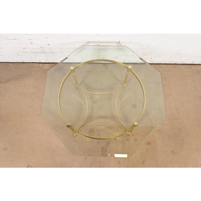 1960s Labarge Hollywood Regency Brass and Glass Hooved Feet Cocktail Table, Circa 1960s For Sale - Image 5 of 10