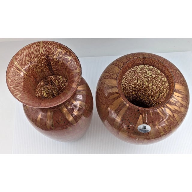 Mid-Century Modern Vintage MCM Murano Style Azzurra Maestri Vetrai Italy Blown Glass Vase -Set of 2 For Sale - Image 3 of 5