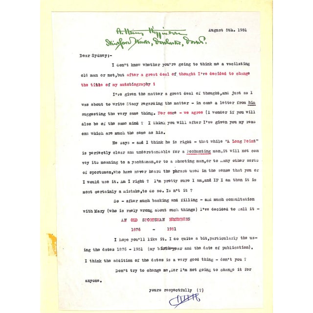 "An Old Sportsman's Memories 1876-1951" Higginson, Alexander Henry For Sale - Image 11 of 13