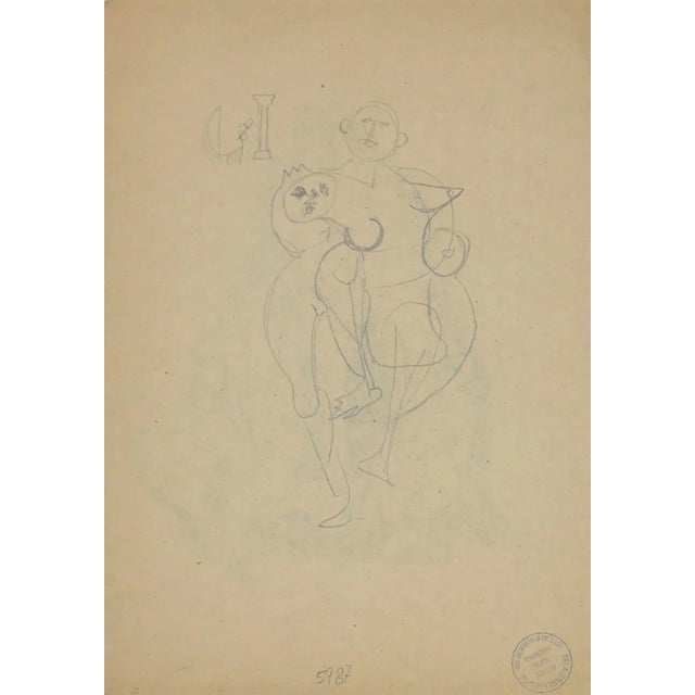 Figures is a little pencil drawing by Herta Hausmann by 1940 ca. Atelier stamp on the lower right corner. Another pencil...