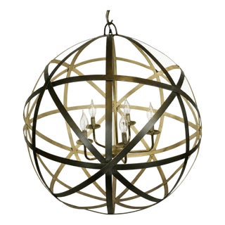 Modern Meridian Iron Orb Strap Chandelier For Sale
