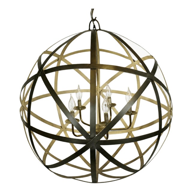 Modern Meridian Iron Orb Strap Chandelier For Sale