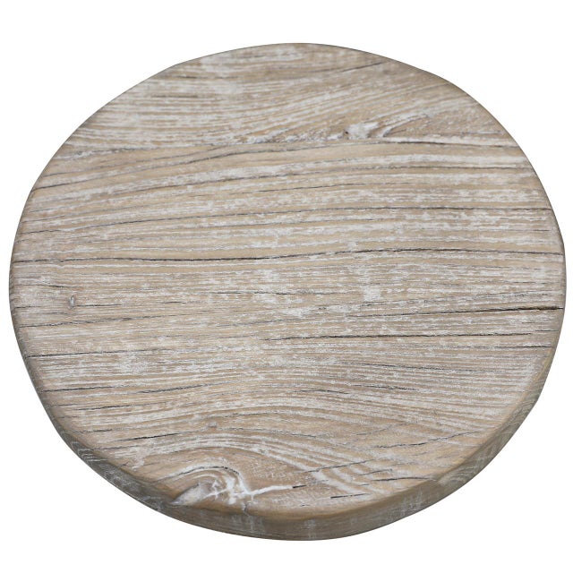 28" High Round Bar Stool Weathered Natural- Solid Pine Wood