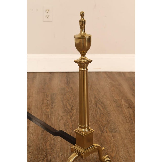Federal Style Pair Of Brass Andirons For Sale - Image 17 of 18