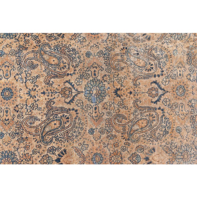 Authentic 19th Century Persian Tabriz Handmade Wool Carpet For Sale - Image 9 of 9