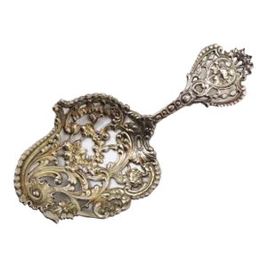 Fancy Rococo Style Antique Sterling Silver Bon Bon or Nut Scoop by Gorham