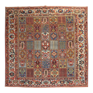Zabihi Collection Persian Bakhtiari Garden Box Square Room Size Rug