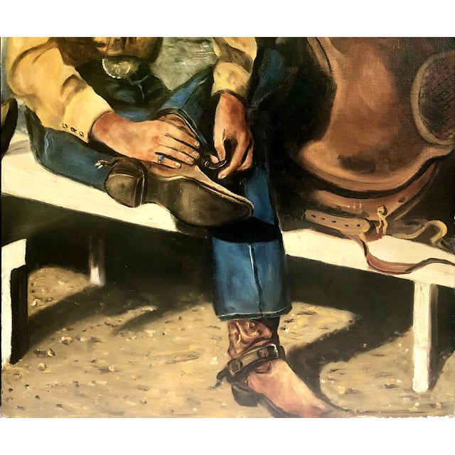 A Mid 20th-Century American Cowboy Prepares for a Ride For Sale - Image 4 of 9