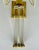 Stylish Arteriors Modern Glass and Brass Eckart Wall Sconce, glass rods with brass finshed metal accents, white fabric...