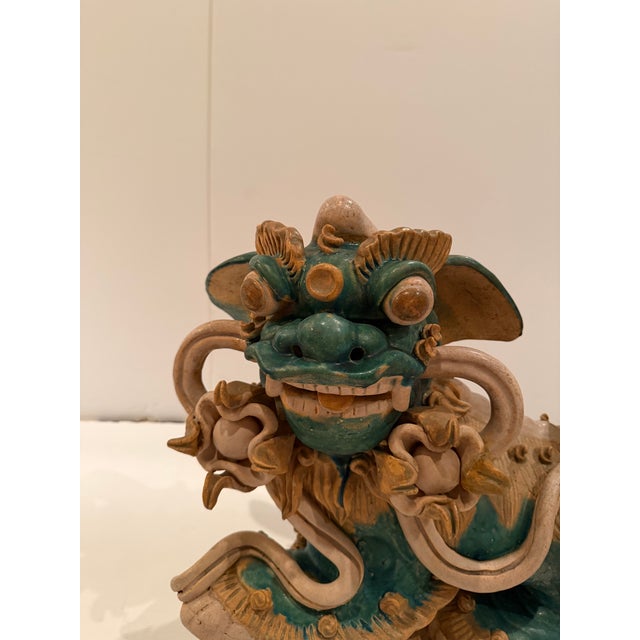 Ceramic Asian Foo Dog Sculpture For Sale - Image 9 of 10