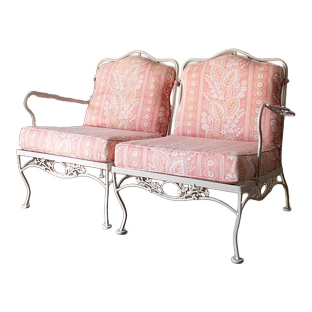 Vintage 1950s Wrought Iron Patio Loveseat in the Style of Meadowcraft For Sale