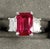 Early 21st Century 2.02 CTW Mid-Century Burmese Ruby & Diamond Platinum Three-Stone Ring, Size 6 For Sale - Image 5 of 9