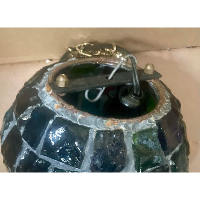 Peter Marsh Brutalist Hanging Colored Glass Chunk Fragment Globe Pendant Light For Sale - Image 10 of 12