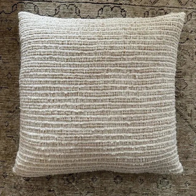 Wool and Linen Accent Pillow With Down Feather Insert For Sale - Image 10 of 11