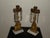 Brass Pair Antique Victorian Girandoles Brass Marble Crystal Candelabra Candle Holders For Sale - Image 8 of 15
