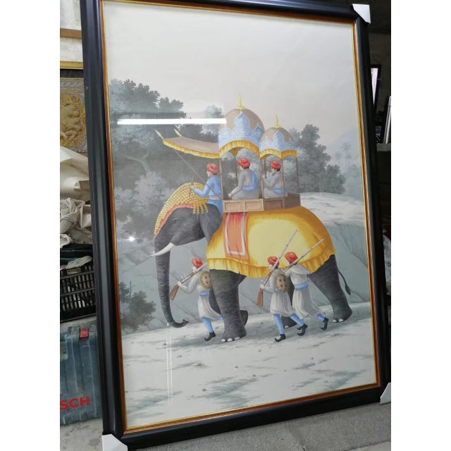 Art Deco Unframed Artworks Panel India Panoramic Murals Hand Painted Wallpaper For Sale - Image 3 of 3