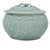 VTG Chinese Longquan Style Celadon Lidded Jar Relief Floral Round Form 8" For Sale - Image 11 of 13