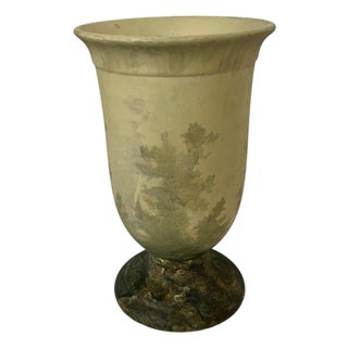 Vintage Hand Painted Pottery Pedestal Vase For Sale