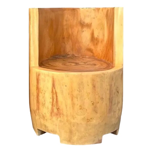 Vintage Boho Carved Tree Trunk Chair For Sale