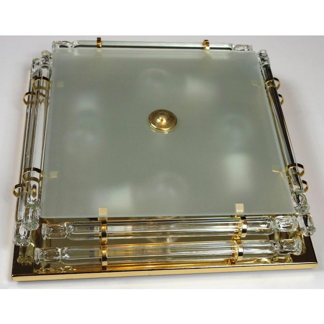Gold Gold-Plated Metal and Crystal Glass Ontario Ceiling Lamp from Austrolux, 1970s For Sale - Image 8 of 9