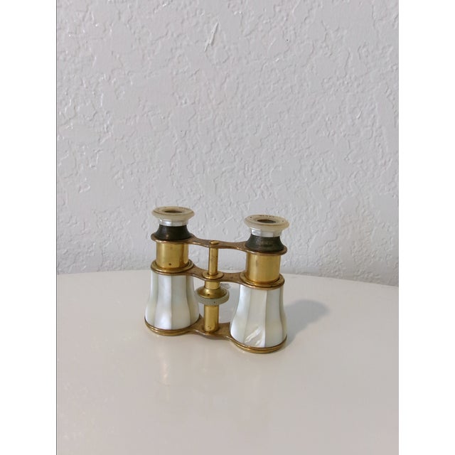 French Early 20th Century Lemaire Paris Mother of Pearl and Brass Opera Glasses For Sale - Image 3 of 12