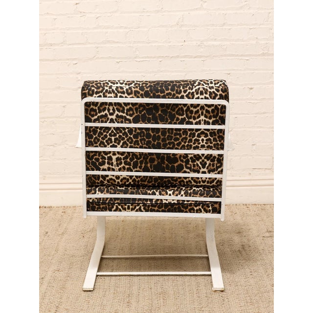 White Vintage Leopard Print Lounge Chairs With White Scroll Arms For Sale - Image 8 of 8