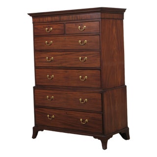 Antique 19th Century Chippendale Style Mahogany Chest on Chest For Sale