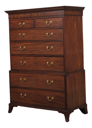 Antique 19th Century Chippendale Style Mahogany Chest on Chest