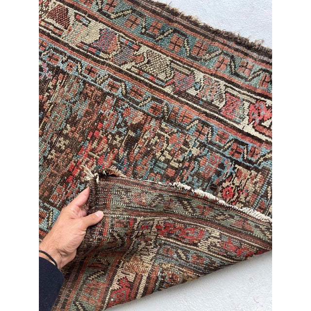 Antique Kurdish in Rare Size and Colors Rug 3 x 7.6 For Sale - Image 4 of 9