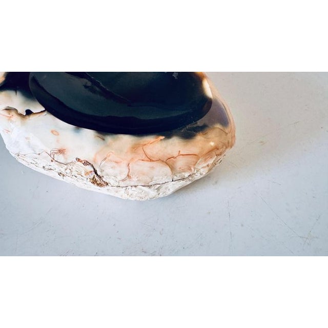 Gemstone Italian Freeform Onyx Ashtray in Polished Stone with Dark Brown White Pink, 1960s For Sale - Image 7 of 12