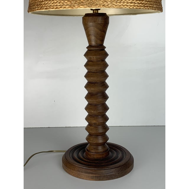 Modern French Turned Wood Table Lamp by Charles Dudouyt, 1930s For Sale - Image 12 of 17