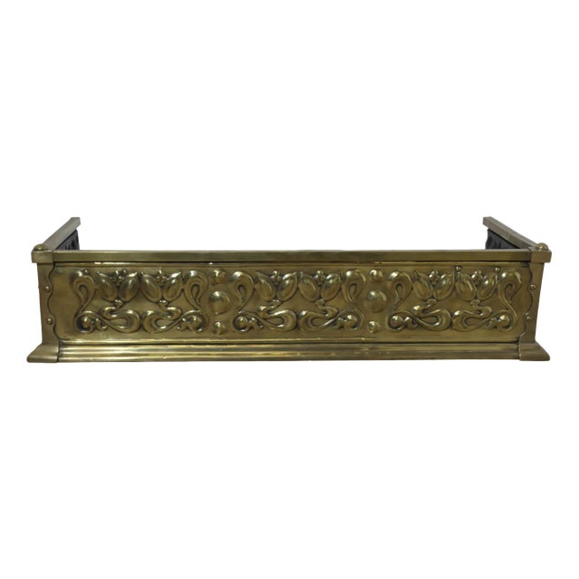 Vintage Art Nouveau Brass Fender For Sale