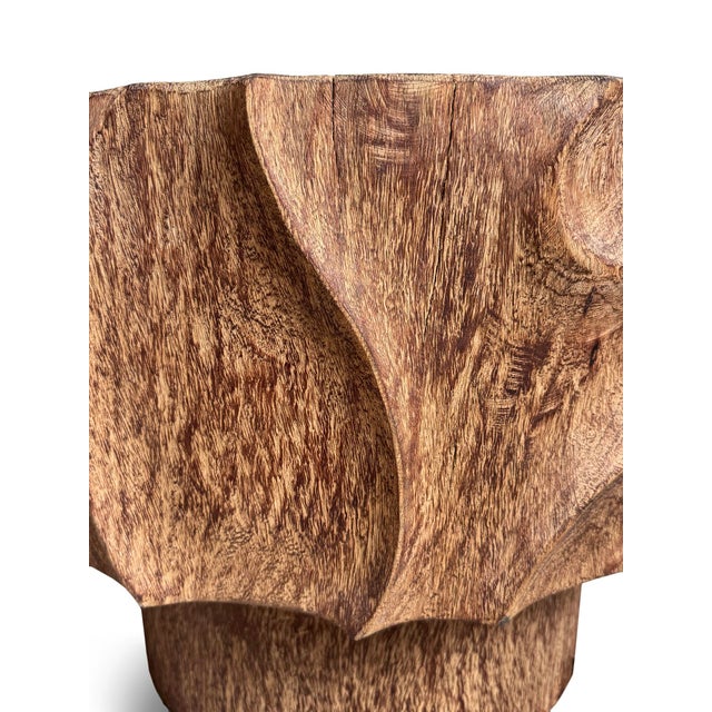 2020s Lychee Swirl Carved Side Table For Sale - Image 5 of 9